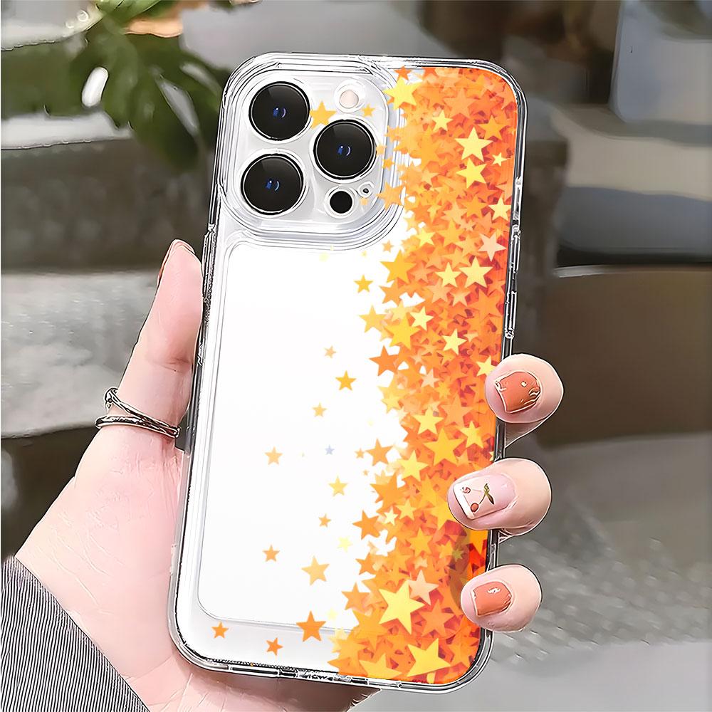 Orange Yellow Star Confetti Phone Case for Xiaomi Redmi Note 15 14 13 12 11 10 9 8 7 Pro Plus Soft Shockproof Protective Cover