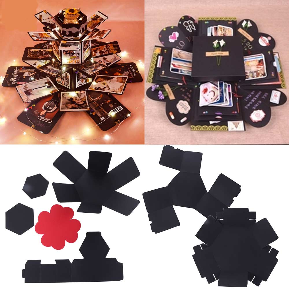 Self-adhesion Multi-layer Hexagonal Explosion Box Handmade DIY Handmade Photo Album  Couple