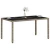 Garden Table with Glass Top Light Grey 150 x 90 x 75 cm Poly Rattan