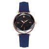 Women Night Stars Sky Cutting Dial PU Strap Watch Alloy Quartz Wristwatch (Blue)