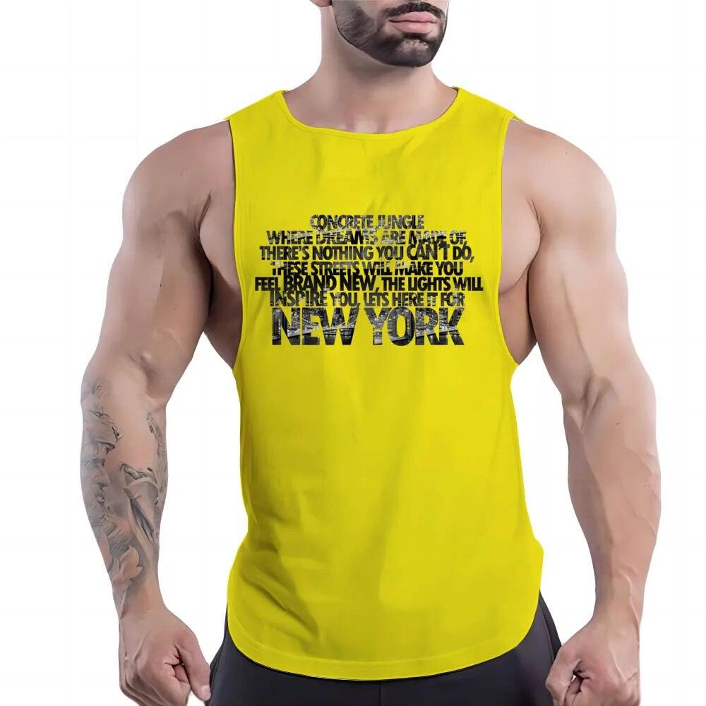 Four Seasons Herren Fitness Casual Sport Rundhalsweste Kreatives Buchstabenmuster 2D-Druck Mehrfarbig Ärmelloses Shirt
