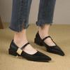2025 Retro Style Thick Heel Women Shoes Fashion Pointed Toe Ladies Shoes Comfort Footwear Women Elegant Single Shoes