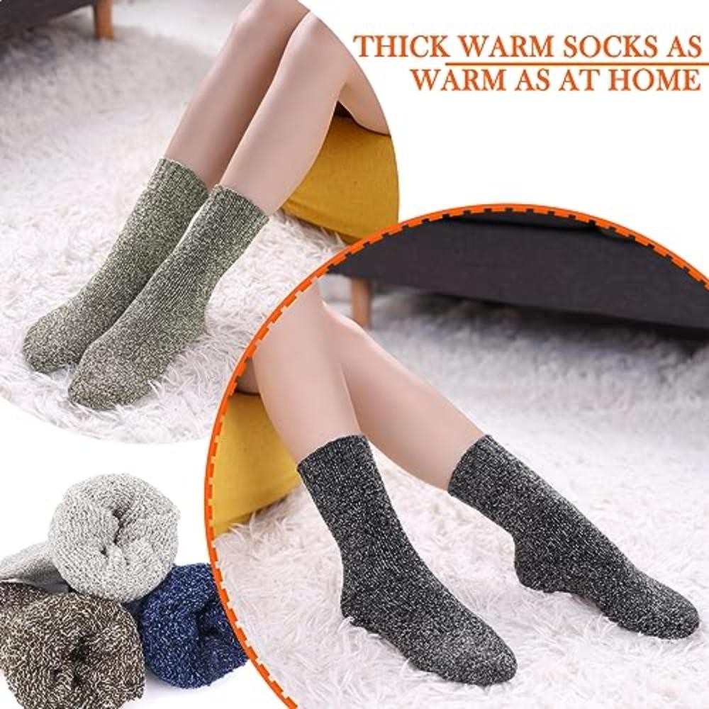 5 Pairs Women Socks, Cute Soft Cozy Crew Socks, Stocking Stuffers Gifts for Women, Warm Fuzzy Fluffy Socks, Winter Casual Home Sleeping Socks