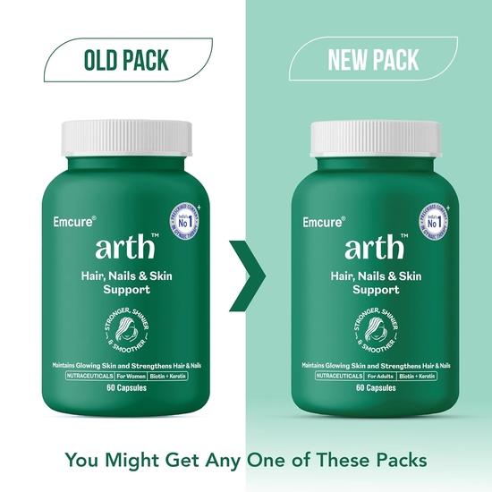 Arth Biotin Capsules | with Keratin Builder, Hyaluronic Acid & Essential Vitamins | Biotin Supplement for Hair Growth, Strong Hair, Healthy | 60N Veg