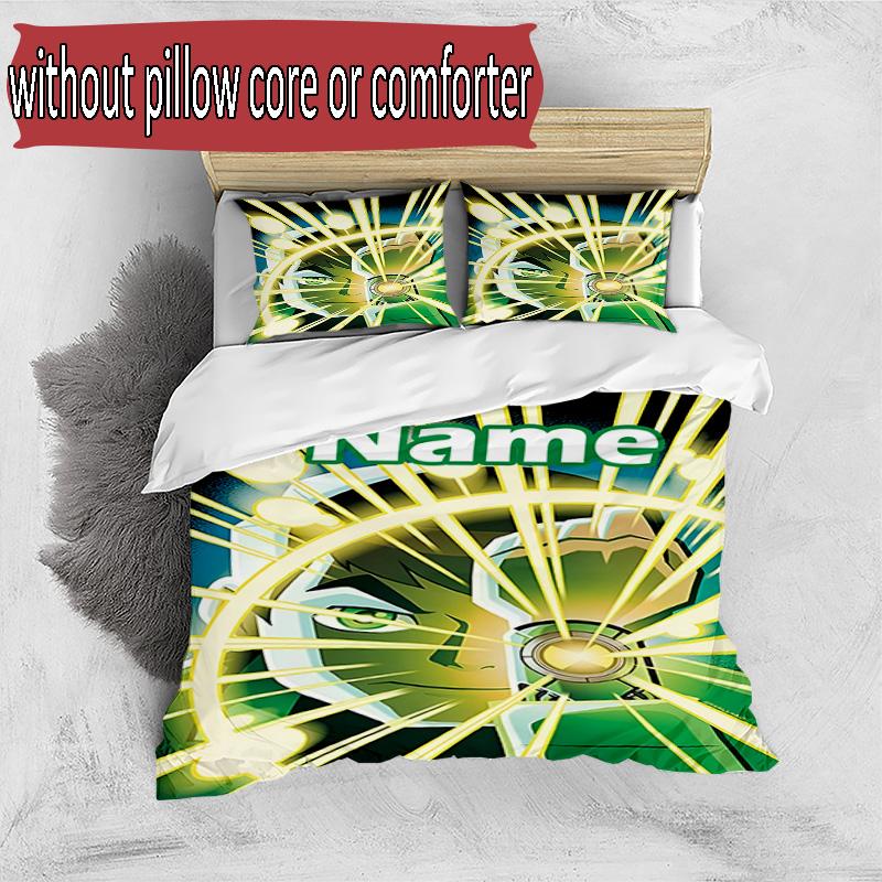3pcs Duvet Cover Set (1*Duvet Cover + 2*Pillowcase, Without Core), Custom Name Ben 10 Cartoon Pattern Bedding Set, Home Bedroom Decor Gift