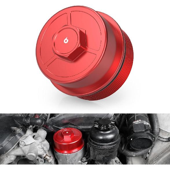 

Bevinsee Oil Filter Housing Lid Cap with O-Ring 11421744000 Compatible with BMW 323i 325i 328i 330i 525i 528i 530i M52 M54 M56 Engine E36 E46 E39 E60 червоний