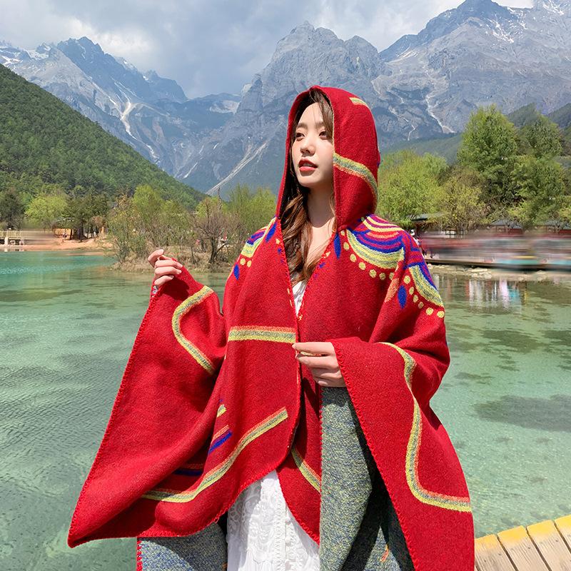 Pele amigável e respirável quente e versátil casa, outono e inverno xale de viagem feminino, capa grossa, cobertor de ar condicionado