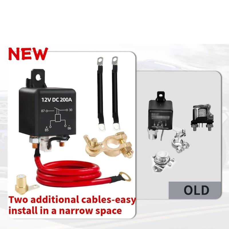 Remote Battery Disconnect Switch 200A, DC12V Top Post Negative Battery Shut Offs Switch for Car Truck Vehicle