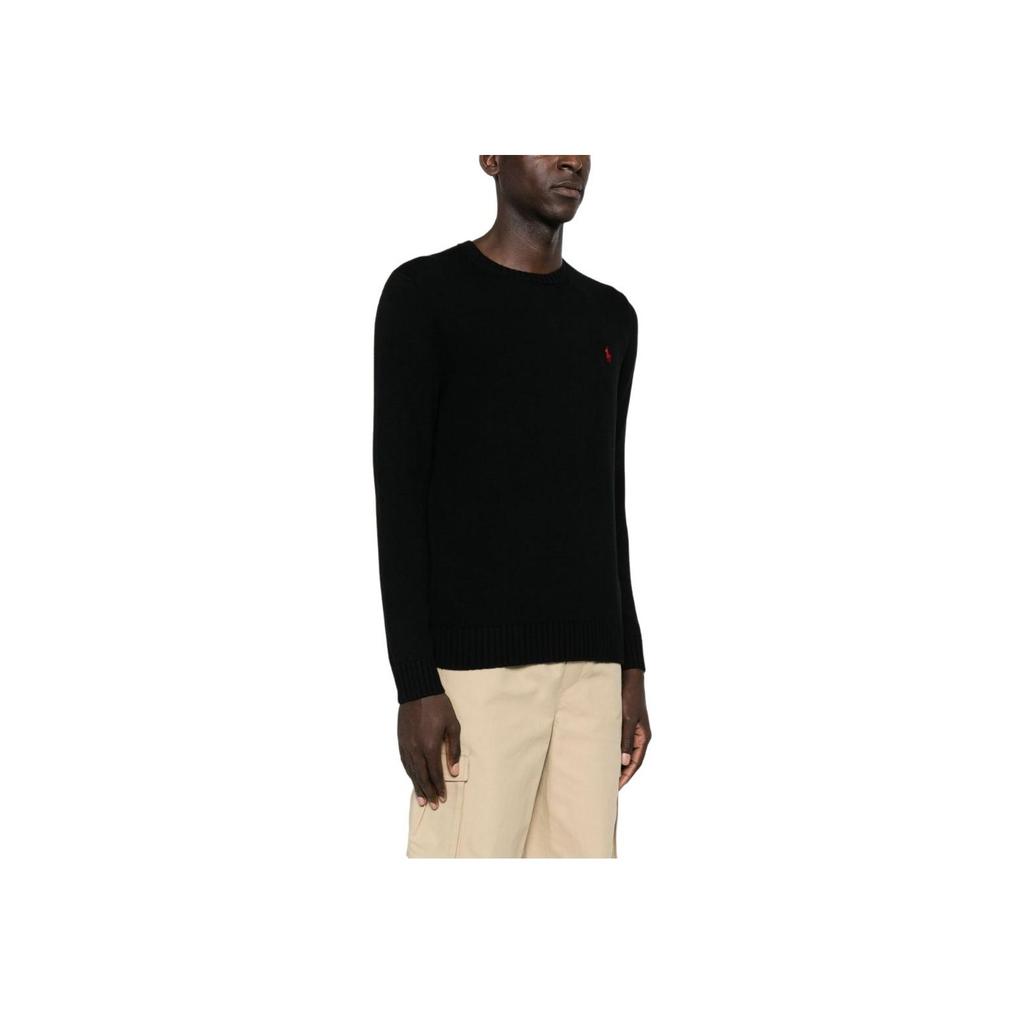 Polo Ralph Lauren Solid Loose Fit Crew Neck Knit Sweater Men Sweater Black 710810846-020
