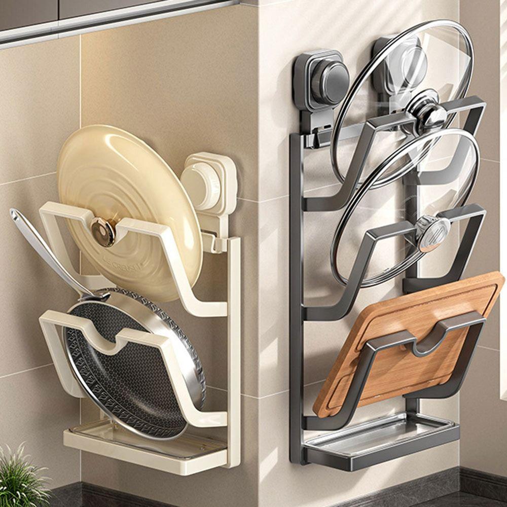 Multi-Layer Pot Lid Storage Rack Punch-Free Pot Cover Rack Pan Cover Storage Holder  for Kitchen