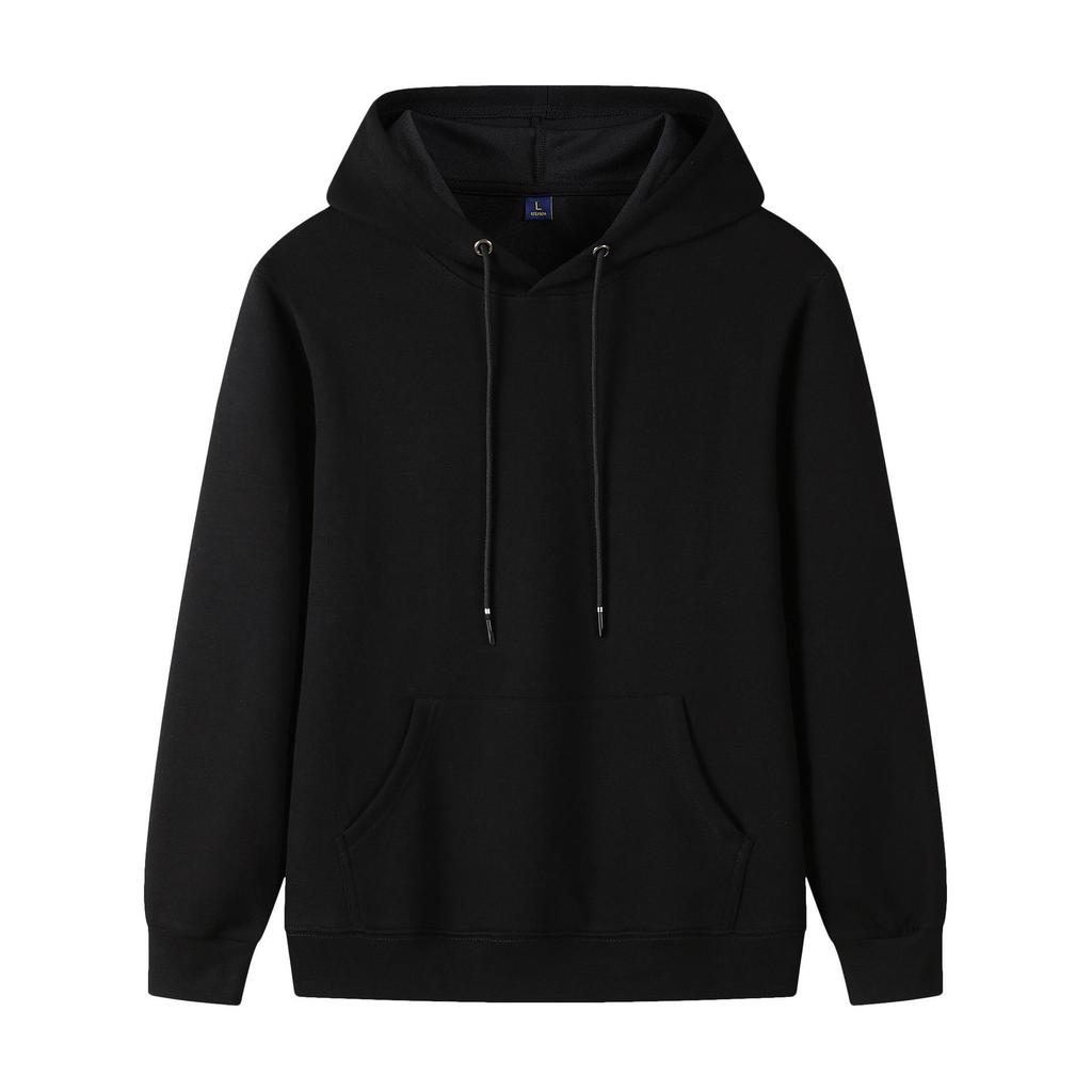 Couple's Casual Solid Color Hooded Sweatshirt - Heavyweight 320g Pure Cotton, Long Sleeve, for Spring and Autumn.