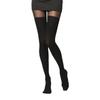 Fashion High Waist Faux Thigh-High Patterned Tights Black Elastic Thigh-Strap Tights Thin Striped Pantyhose Women's Stockings