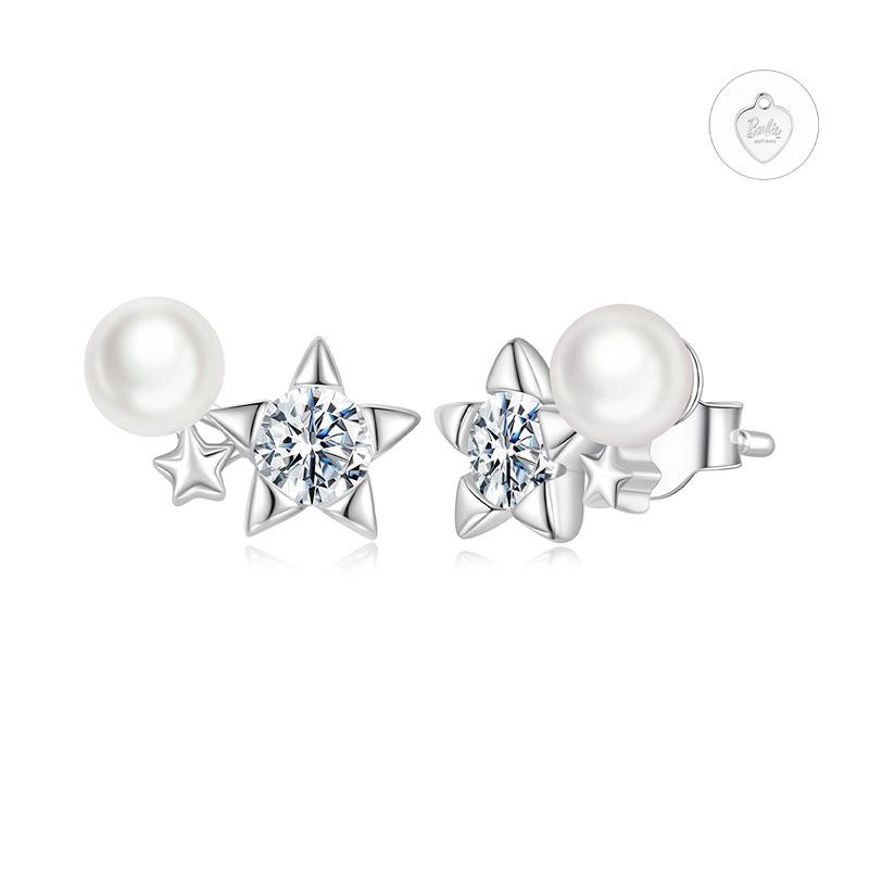 Barbie earrings Moissanite five-pointed star, original and high-quality temperament, ins style love confession, 925 silver shell beads ZJYES-YS-032