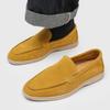 Autumn shallow loafers men's fur one-pedal small leather shoes matte flat-soled footwear-M