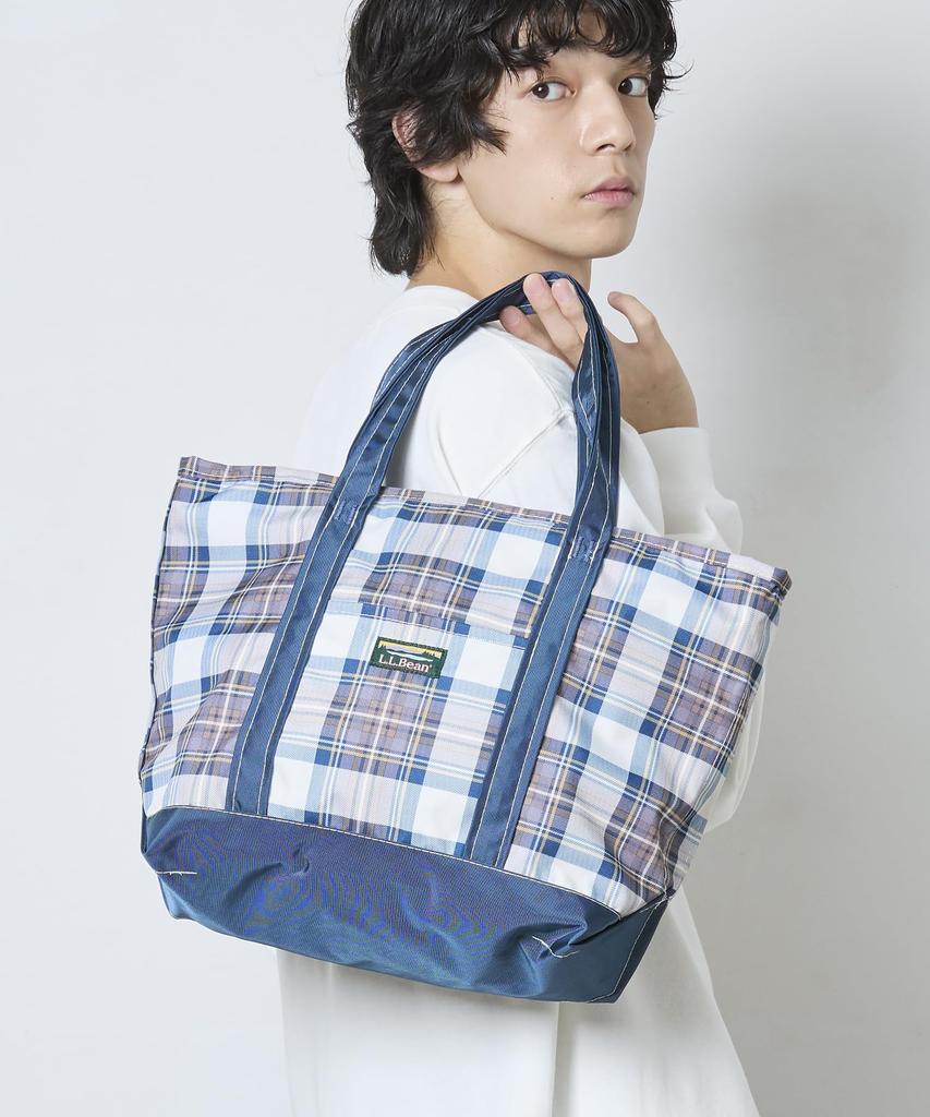[L.L.Bean] Everyday Lightweight Tote, Plaid, Medium, One Size Fits All, Navy Stewart Blue 1000296980