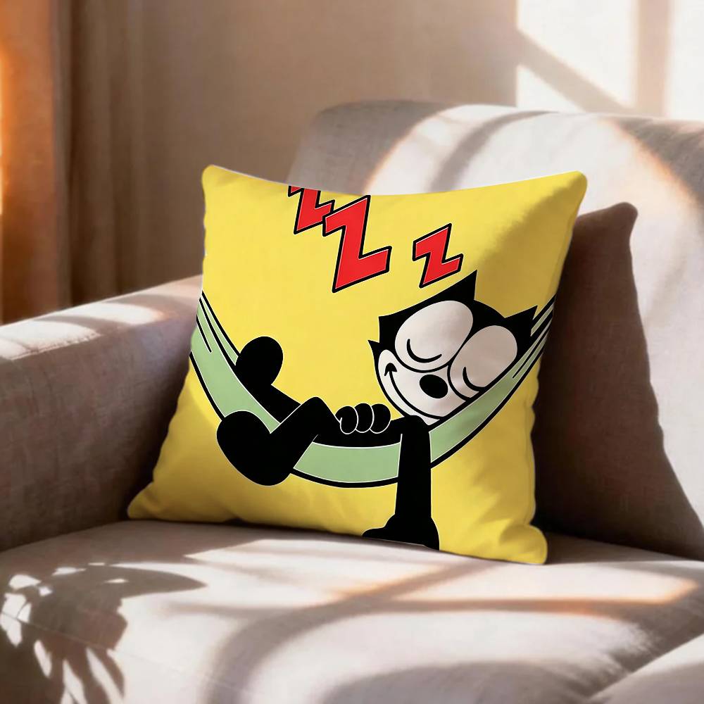 Vintage Animation Character FFelix The Cat   Pillow Case Pattern Printed Pillowcase For Living Room Sofa Cushion Cover