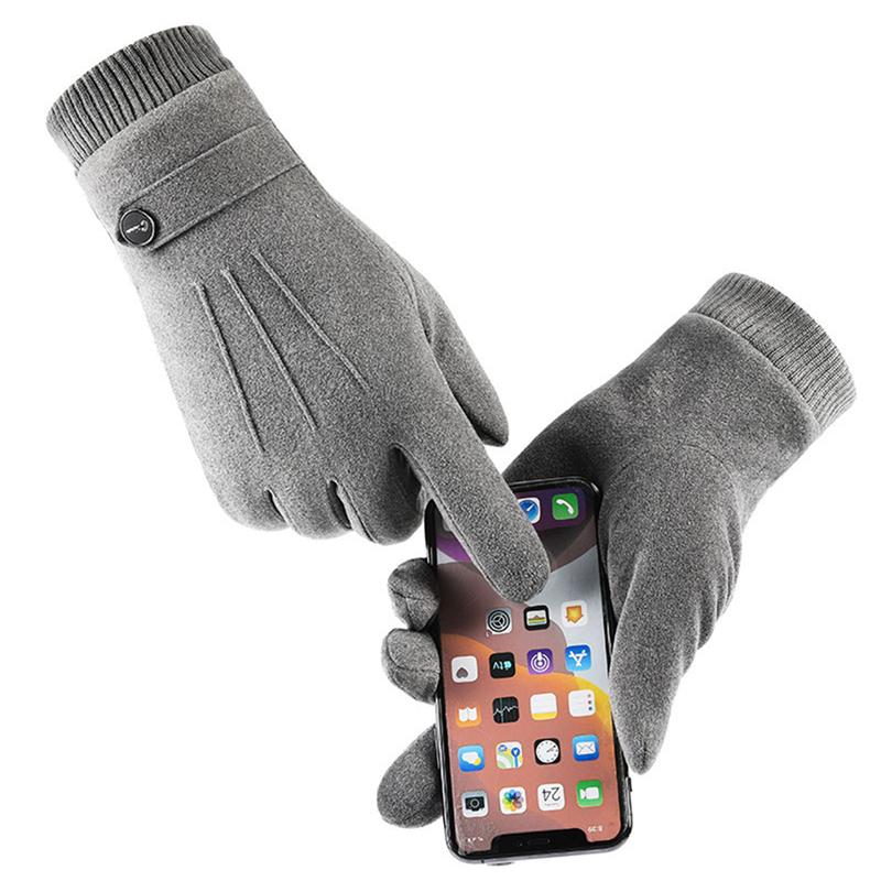 Man Outdoor Activity Gloves Winter Keep Warm Gloves Touch Screen Plus Velvet Inside Mens Gloves Trendy Simple Cold Protection