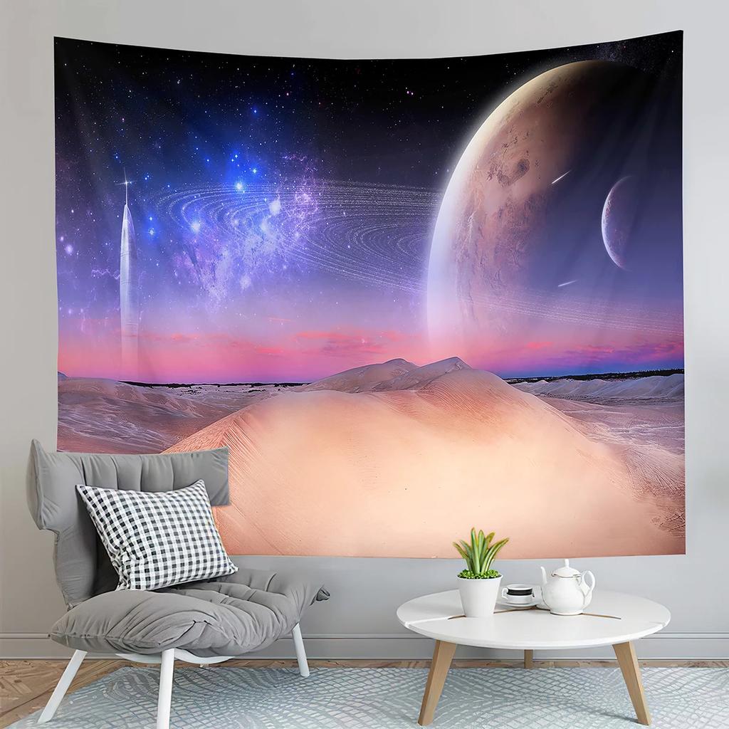 Galaxy Tapestry Mysterious Planet Tapestry Psychedelic Outer Space Tapestry Home Living Room Bedroom Dorm Decor Background Cloth
