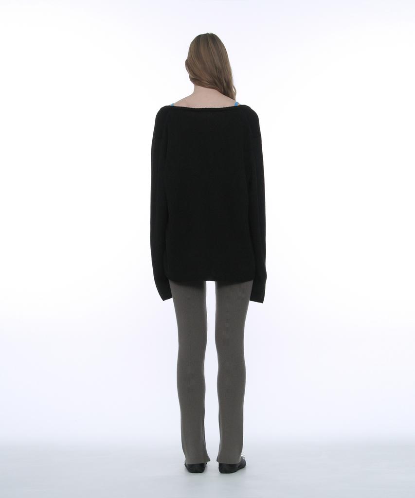 PARTIMENTO WOMEN Pwc Oversized Deep V-Neck Knit Top_Black