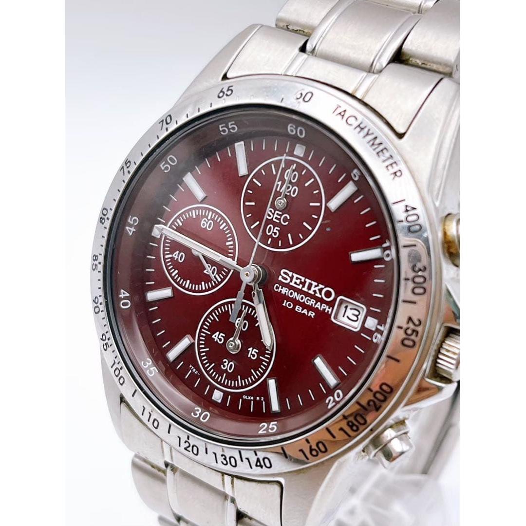 Used SEIKO Watch Working Item 7T92-0DW0 Battery Replaced Red