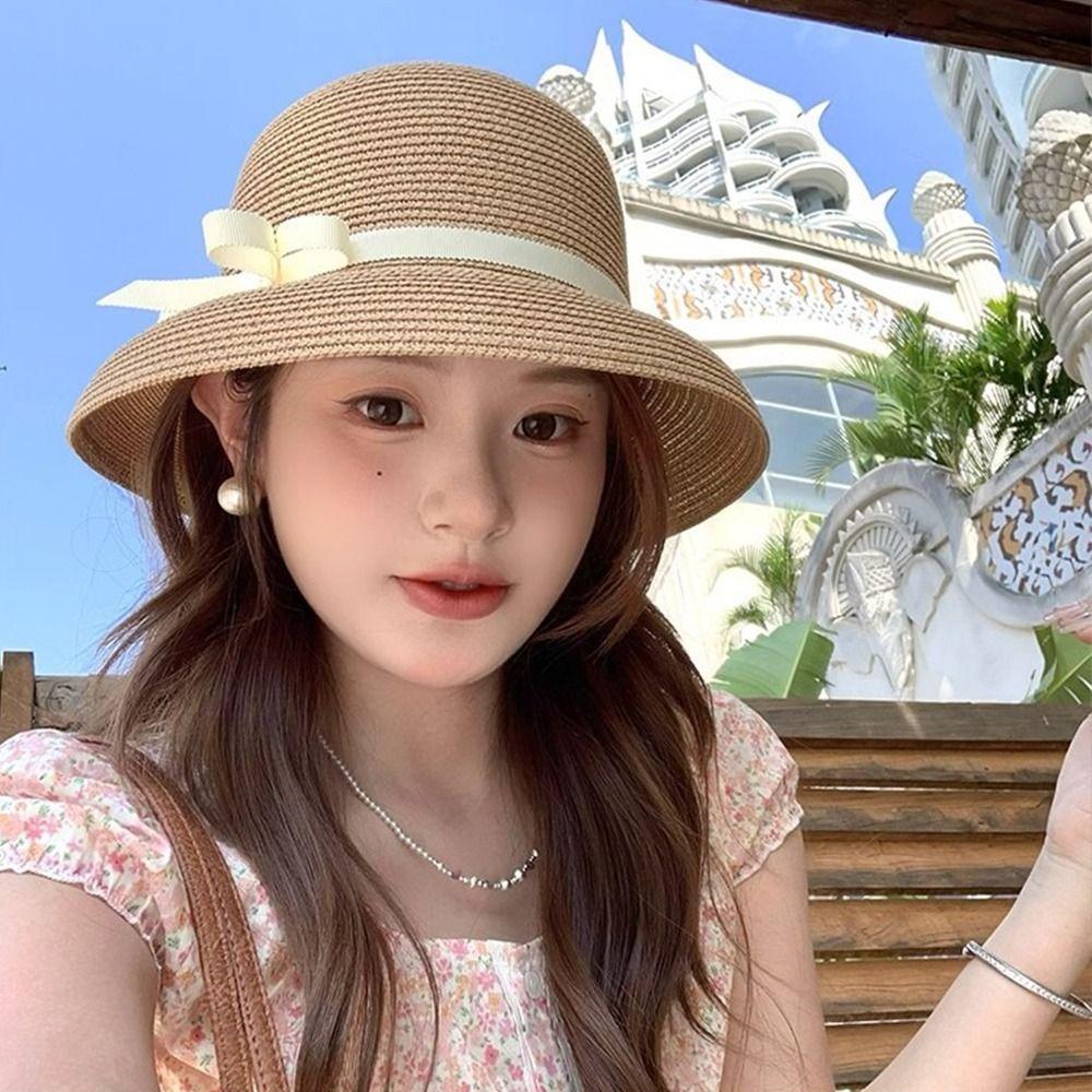 French Weaving Cap Beach Bucket Sun Hat Fashion Visor Basin Cap  Travel