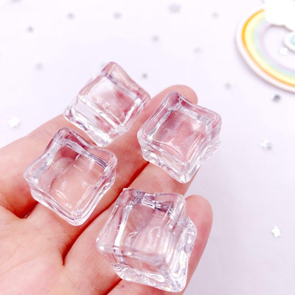 5PCS Resin Clear 3D Large Ice Cubes Flatback Scrapbooks Foots Figurines DIY Home Party Decor Accessoires Miniatures Crafts