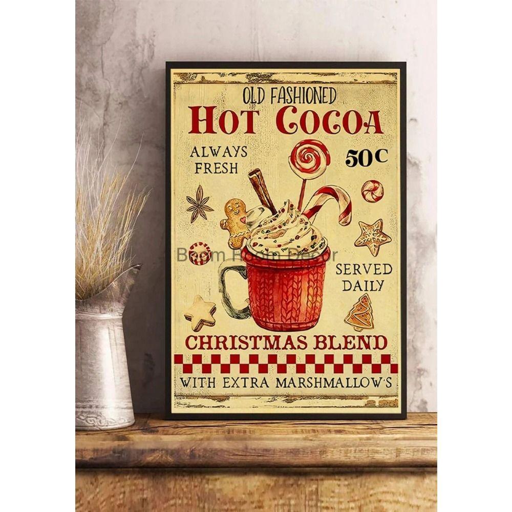 Vintage Christmas Metal Wall Decoration, Holiday Sticker Sign