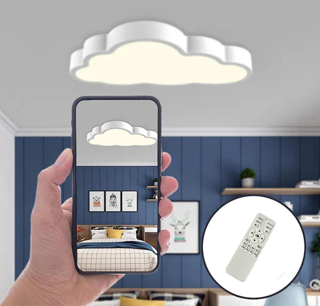 Creative White Cloud LED Ceiling Light Children's Bedrooms Stepless Dimming Study Lamp with Remote Control Kitchen Lighting