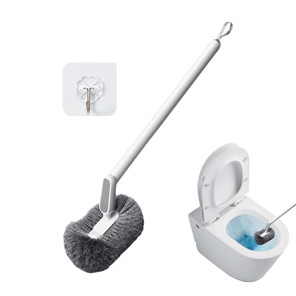 S Shaped Toilet Brush Wall-Mounted Cleaning Brushes Long Handled Soft Bristles Brush 360 No Dead Corner Bathroom Accessories