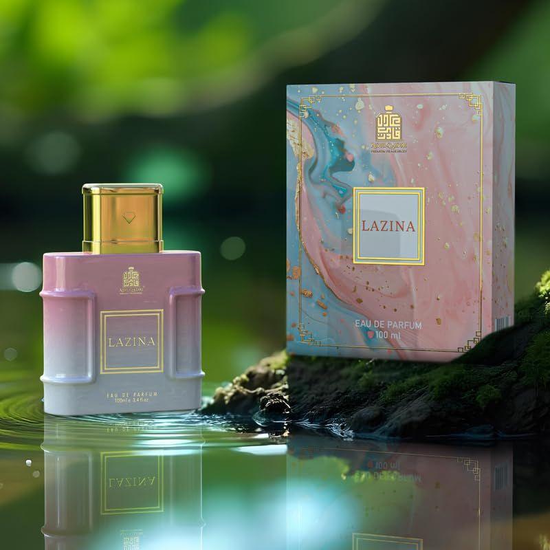 Adilqadri Lazina Parfém pro muže a ženy | Dlouhotrvající Eau De Parfum pro muže a ženy | Ovocná, květinová a dřevitá vůně s tóny jantaru a pižma