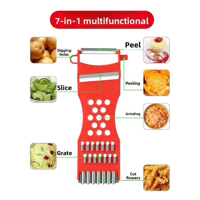 Schäler, Reiben und Schälen, Haushalt Multifunktionaler Sieben-Zweck Schäler, Spezialwerkzeug zum Reiben von Kartoffeln, Küchenfrüchte