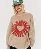 MOODBETTER Relaxed Logo Knit Pullover Beige