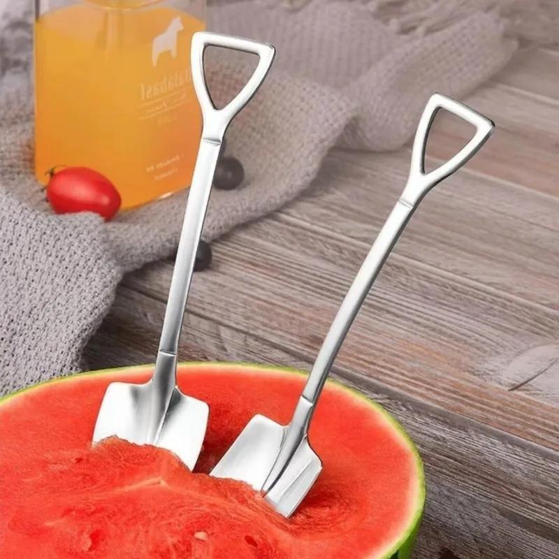 30/2Pcs Stainless Steel Coffee Spoon Creative Fruit Ice Cream Dessert Shovel Spoons Teaspoons Tableware Sets Kitchen Accessories