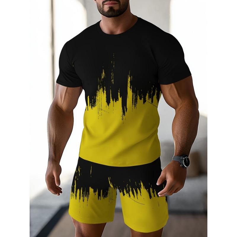 

Мужской дышащий повседневный комплект из футболки и шорт для активного отдыха, летний наряд с 3D-принтом для взрослых. XXL