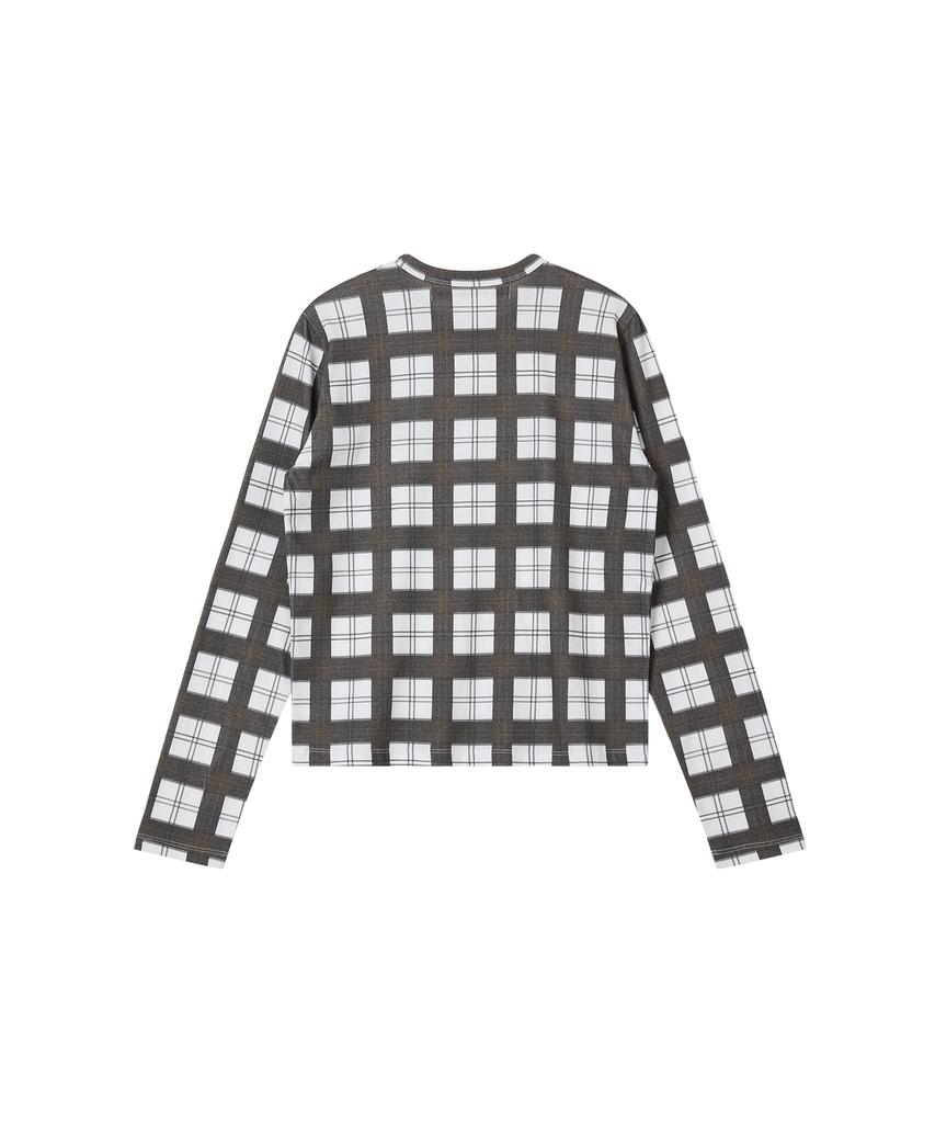 Rest And Recreation Check Pattern Long Sleeve Top - Black