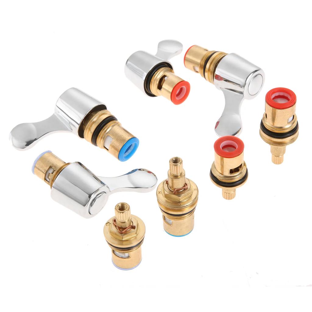2 Sets Replacement Tap Handle Valve Core 43mm/53mm Manual Switch Faucet Cartridge Disc w/screw Brass Bathroom Faucet Accessory