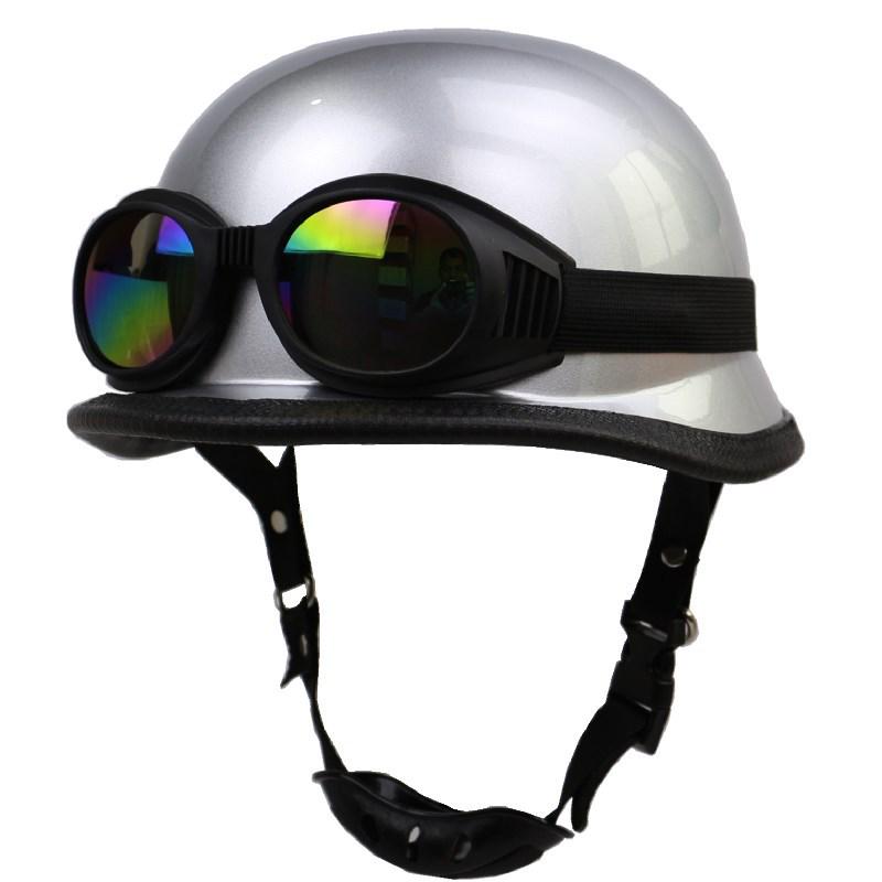 Retro DOT-Certified Half Motorcycle Helmet with Goggles for Outdoor Riding