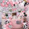 Pink Cow Birthday Balloon Arch, Cow Pattern Digital Balloon Birthday Flag Banner, Cow Theme Balloon