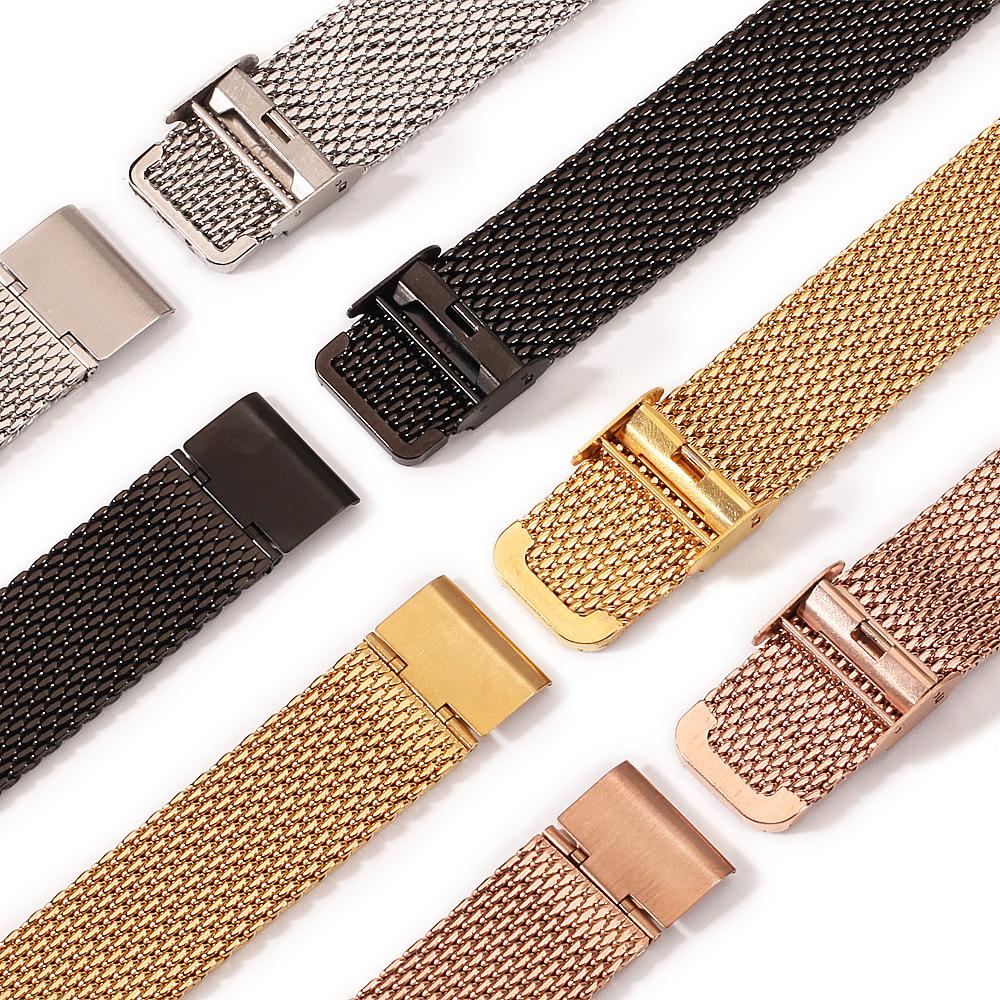 18mm 20mm 22mm 24mm 1.0 Thick Milanese Watch Strap Metal Watch Buckle Watch Band for Universal Waterproof Watch Bracelet