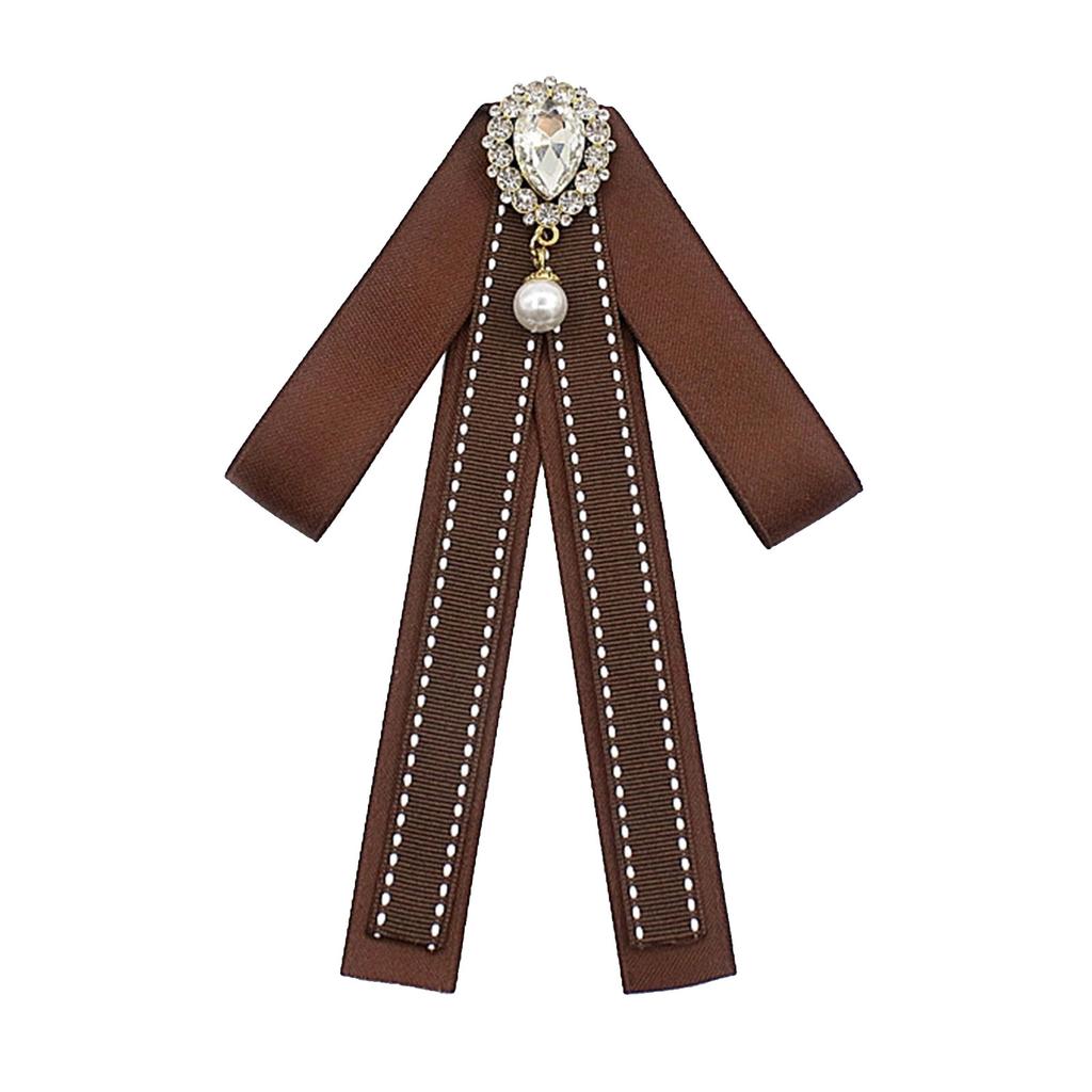 Coffee Brown Necktie Fashion School Uniform Bow Tie Solid Color Necktie for Women's Shirts