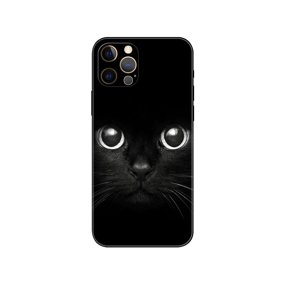 Cat Staring Eye Phone Case for Iphone 5 5s 2020se 6 6s 7 8 Plus X 10 XR XS 11 12 13 Mini Pro MAX Black Tpu Back Cover