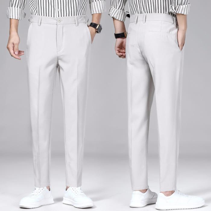 Stretch Soft Pants for Men Summer Thin Elastic Waist Business Fashion Slim Casual Formal Trousers Male Brand Clothes