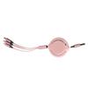 3‑in‑1 USB Charging Cable Multi Retractable Fast Charger Cord for IOS Type C Micro PortPink