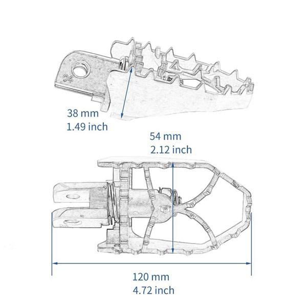 Silver Stainless Steel Rotating Motorcycle Footpegs - 1 Pair