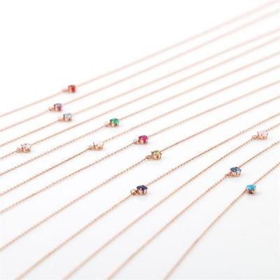 [Onoma] Onm Silver 92.5 Birthstone Color Cubic Silver Chain Necklace (9594287)