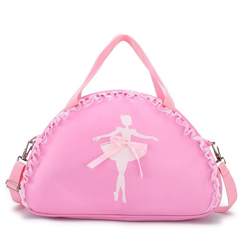 Lovely Kids Ballet Dance Bag for Girls Bowknot Floral Print Handbag Children Sports Shoulder Bag