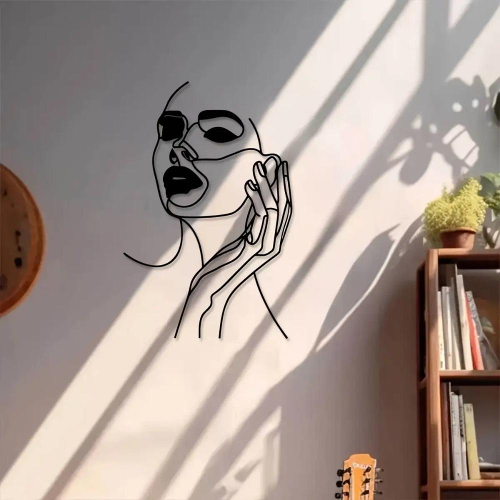 Elegant Metal Girl Wall Art Iron Sculpture for Indoor Outdoor Modern Farmhouse Living Room Office Patio Balcony Durable