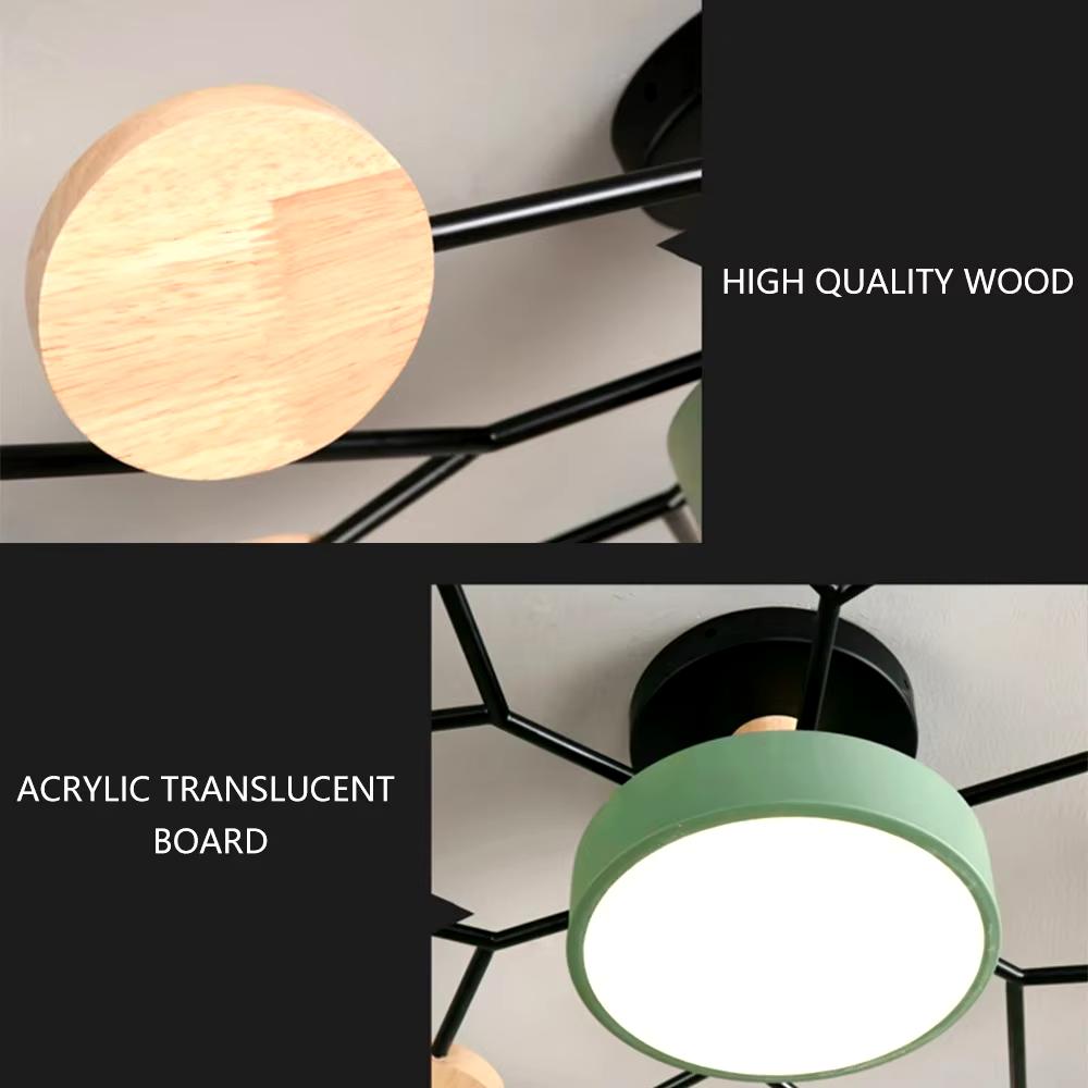 Nordic Living Room Ceiling Chandelier Bedroom Modern LED Ceiling Light Kitchen Wooden Chandelier Dining Room Lamp Aisle Lighting