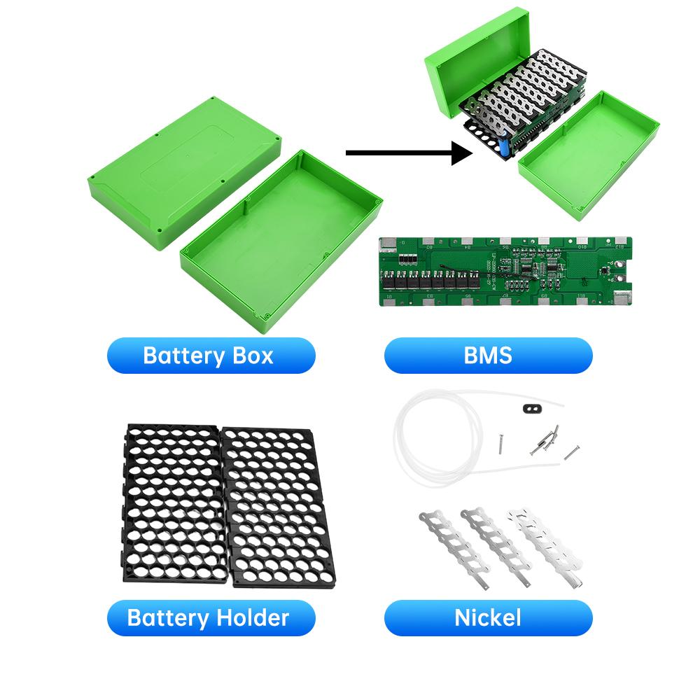 18V 11AH 81Slot 18611 Battery Case Set 81*18611 Holder For Electric Vehicles Battery Storage Box With 11S 11A BMS Welding Nickel