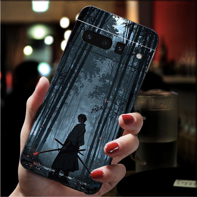 For Google Pixel 10 9 Pro XL Silicone Phone Soft Case For Google Pixel 9A 8A 7A 6A 5 Cover Shell Japanese Samurai Sword Anime
